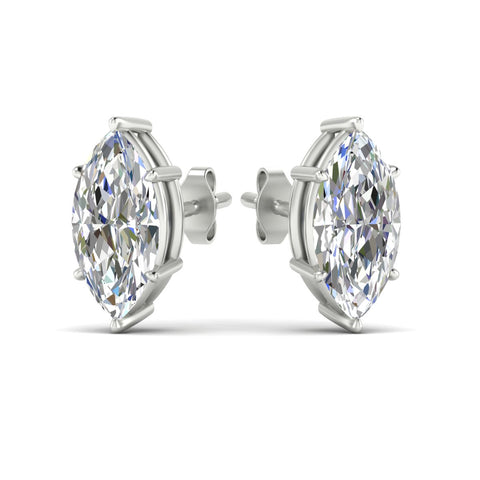 6 Prong Marquise Diamonds Solitaire Stud Earring in Basket Setting