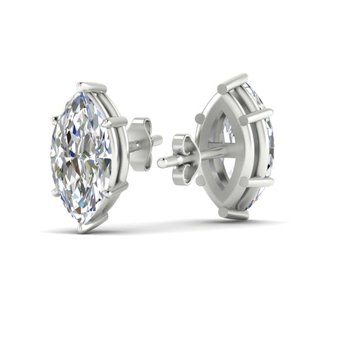 6 Prong Marquise Diamonds Solitaire Stud Earring in Basket Setting