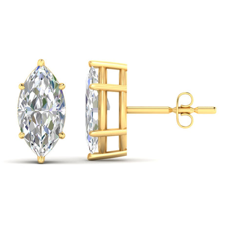 6 Prong Marquise Diamonds Solitaire Stud Earring in Basket Setting