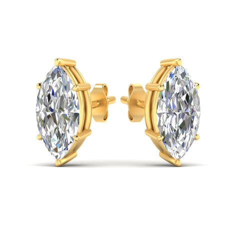 6 Prong Marquise Diamonds Solitaire Stud Earring in Basket Setting