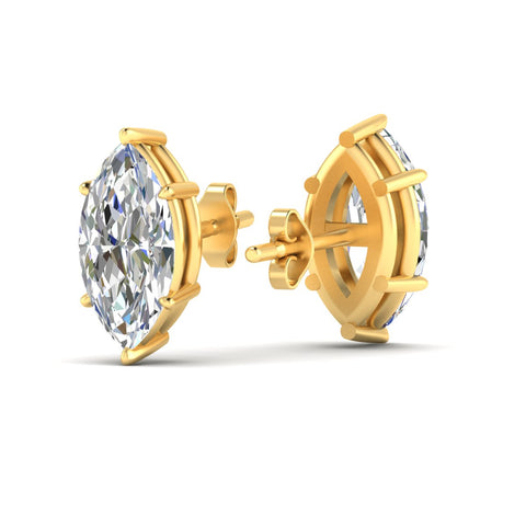 6 Prong Marquise Diamonds Solitaire Stud Earring in Basket Setting