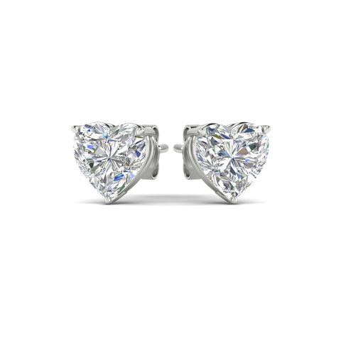 3 Prong Heart Shaped Diamond Solitaire Stud Earring in Basket Setting