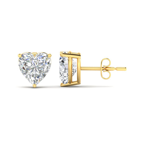 3 Prong Heart Shaped Diamond Solitaire Stud Earring in Basket Setting
