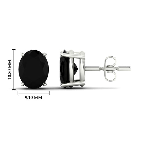 Oval Shaped Lab Grown Black Diamond Gemstone Earrings