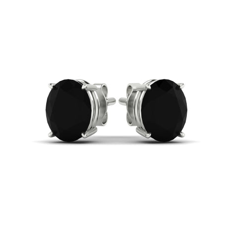 Oval Shaped Lab Grown Black Diamond Gemstone Earrings