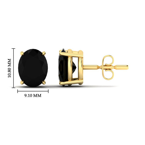 Oval Shaped Lab Grown Black Diamond Gemstone Earrings