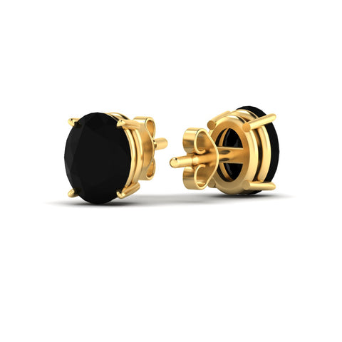 Oval Shaped Lab Grown Black Diamond Gemstone Earrings