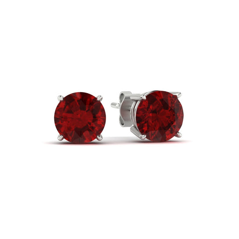 Round Ruby Stud Earring For Women