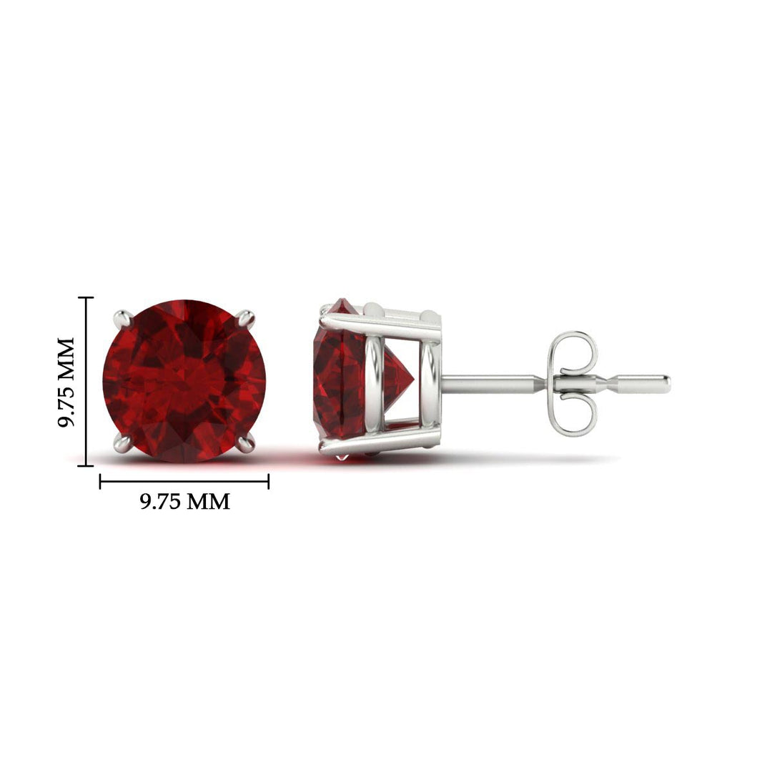 Round Ruby Stud Earring For Women