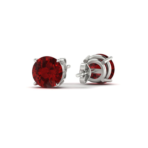Round Ruby Stud Earring For Women