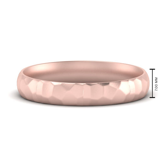 5 mm Mens Hammered Comfort Fit Wedding Band
