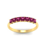 Load image into Gallery viewer, 7-pink-sapphire-princess-cut-1-ct-wedding-band-in-yellow-gold-fdwb179prgsadrpiangle5-1.00ct-nl-yg.jpg