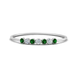 Load image into Gallery viewer, 7-stone-bezel-anniversary-diamond-band-with-emerald-in-white-gold-FD9428RORGEMGR-NL-WG.jpg
