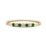 Load image into Gallery viewer, 7-stone-bezel-anniversary-diamond-band-with-emerald-in-yellow-gold-FD9428RORGEMGR-NL-YG.jpg
