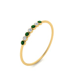 Load image into Gallery viewer, 7-stone-bezel-anniversary-diamond-band-with-emerald-in-yellow-gold-FD9428RORGEMGR-NL-YG.jpg
