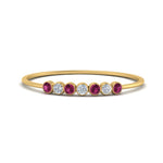 Load image into Gallery viewer, 7-stone-bezel-anniversary-diamond-band-with-pink-sapphire-in-yellow-gold-FD9428RORGSADRPI-NL-YG.jpg

