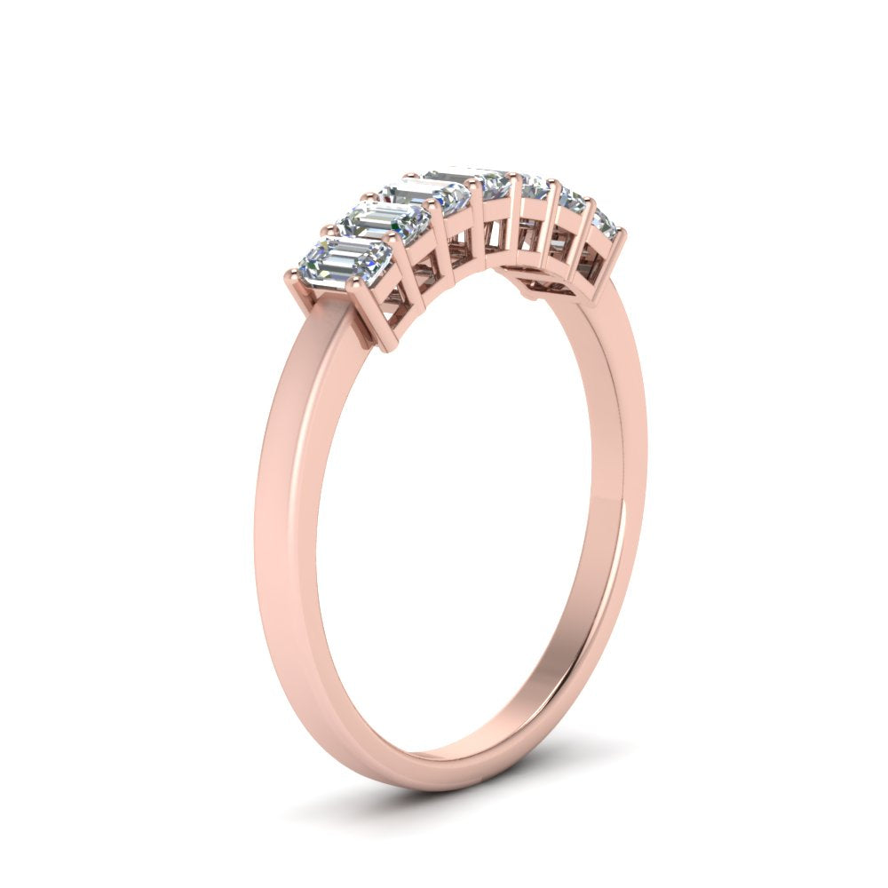 Emerald Cut Seven Stone Wedding Band
