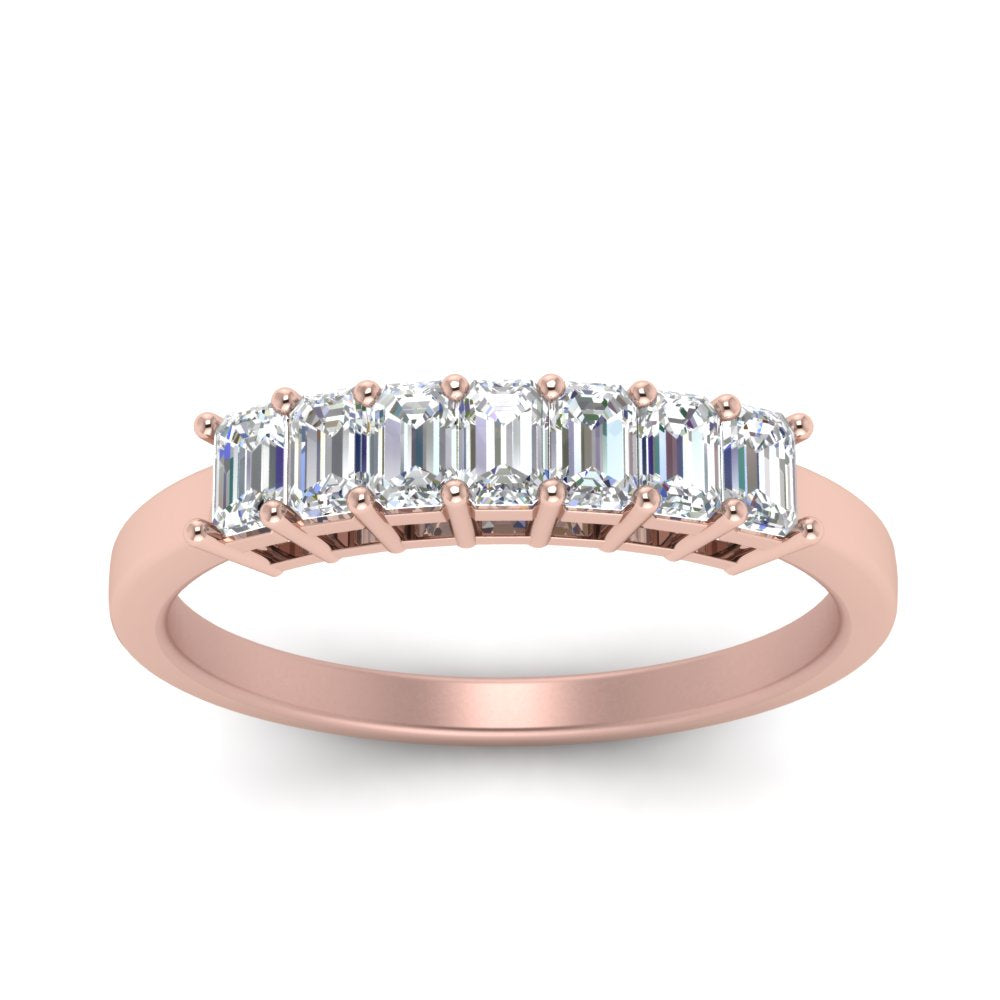 Emerald Cut Seven Stone Wedding Band
