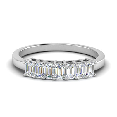 Emerald Cut Seven Stone Wedding Band