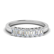 Emerald Cut Seven Stone Wedding Band