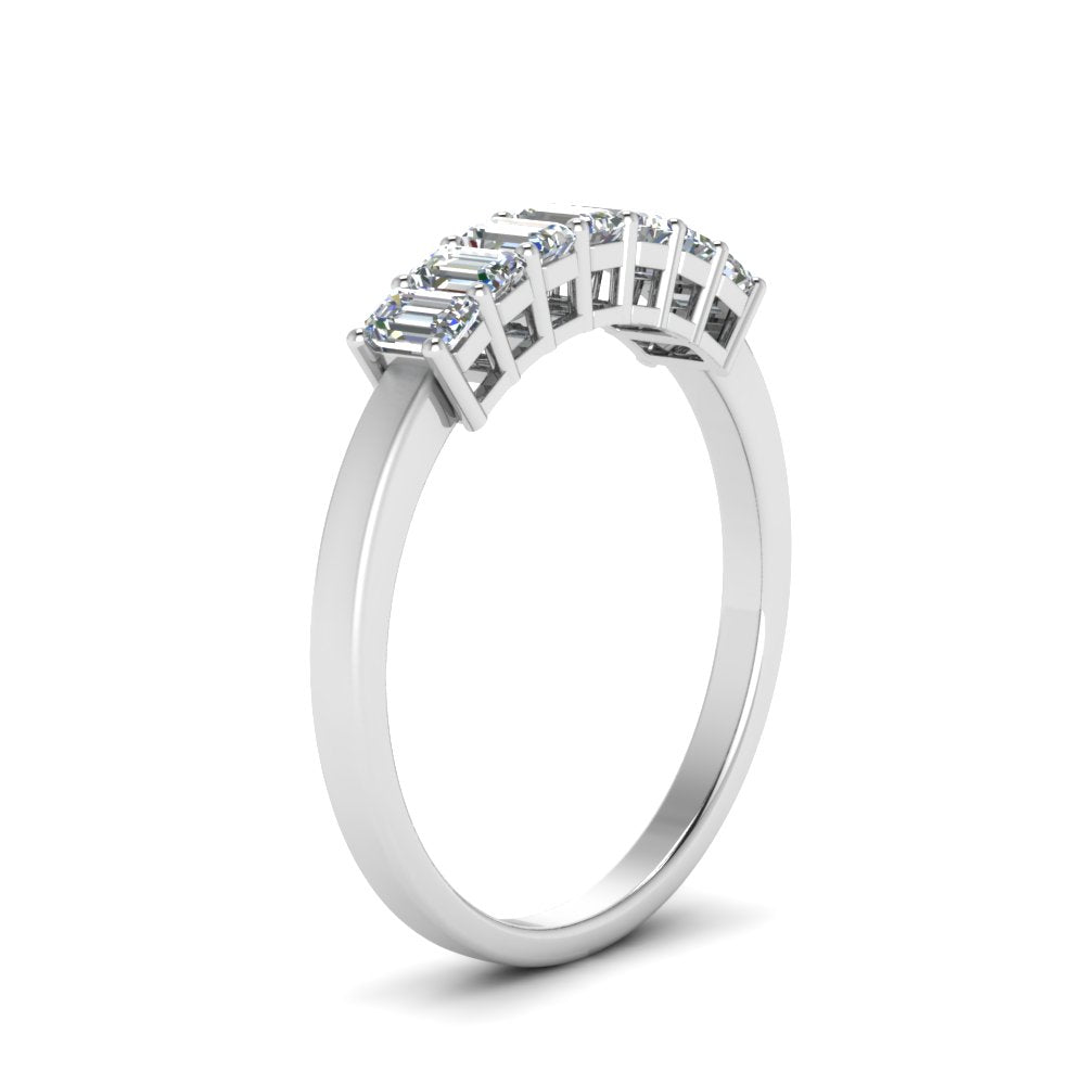 Emerald Cut Seven Stone Wedding Band