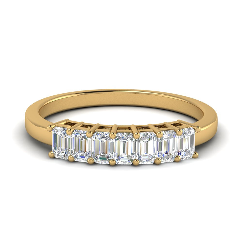 Emerald Cut Seven Stone Wedding Band