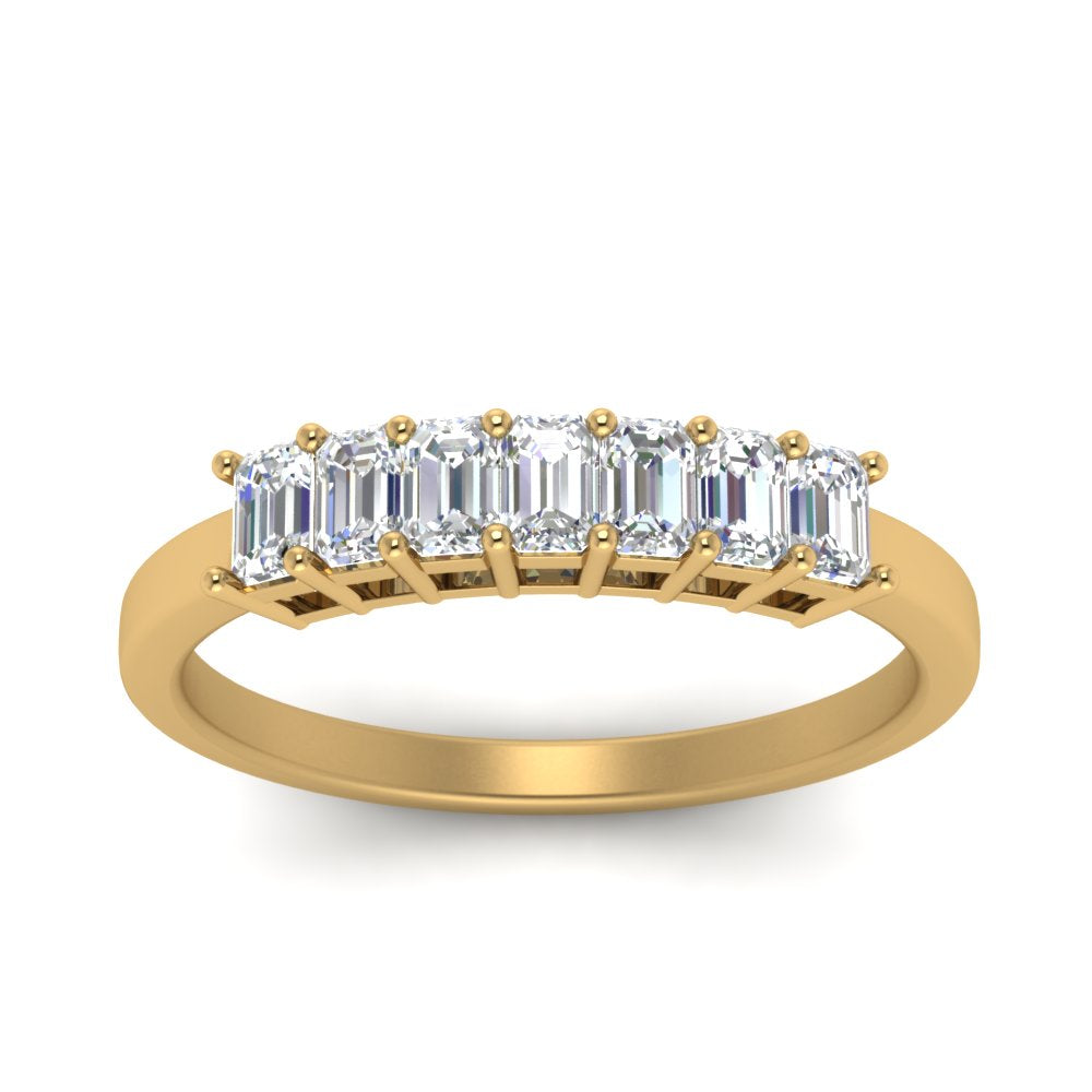 Emerald Cut Seven Stone Wedding Band
