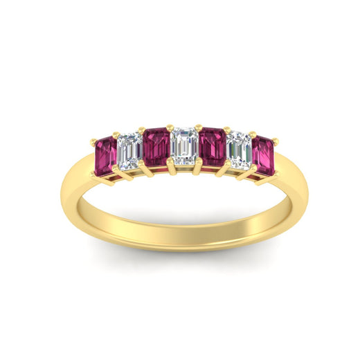 7-stone-emerald-cut-pink-sapphire-wedding-band-in-yellow-gold-fdwb8008emgsadrpiangle5-0.70ct-nl-yg?v=1773989039