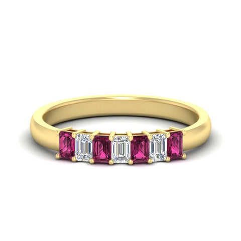 7-stone-emerald-cut-pink-sapphire-wedding-band-in-yellow-gold-fdwb8008emgsadrpisleep-0.70ct-nl-yg?v=1773989039
