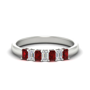Emerald Cut Seven Stone Wedding Band