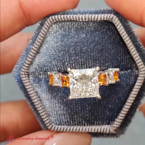 7 Stone Classic Princess Cut Engagement Ring