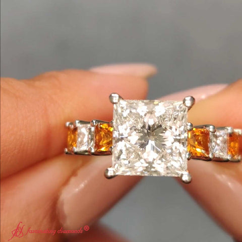7 Stone Classic Princess Cut Engagement Ring