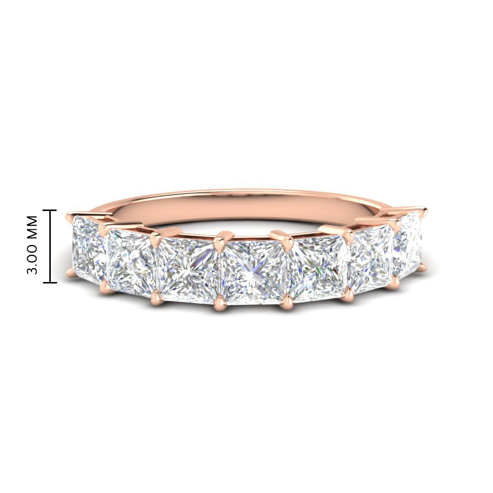 7 Stone Princess Cut Wedding Band 3 Carat