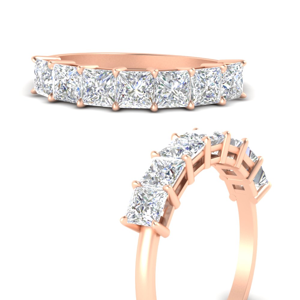 7 Stone Princess Cut Wedding Band 3 Carat