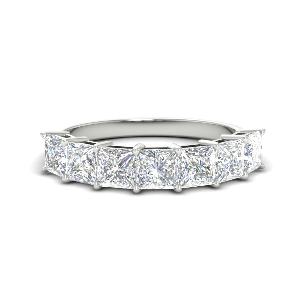 7 Stone Princess Cut Wedding Band 3 Carat
