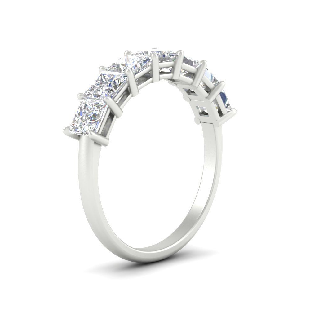 7 Stone Princess Cut Wedding Band 3 Carat