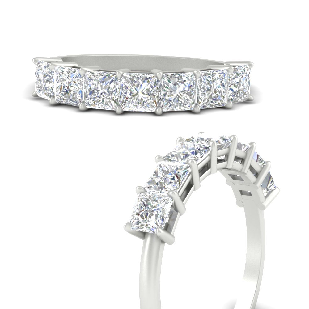 7 Stone Princess Cut Wedding Band 3 Carat