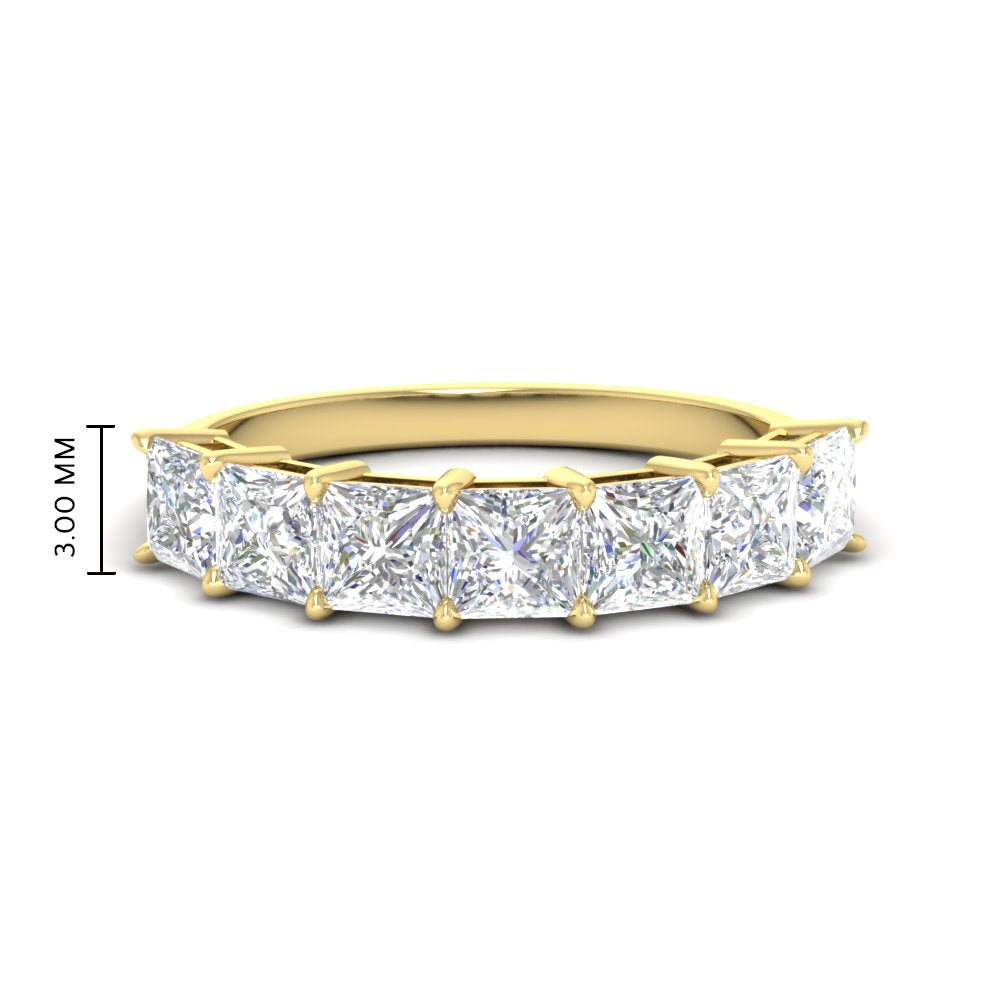 7 Stone Princess Cut Wedding Band 3 Carat