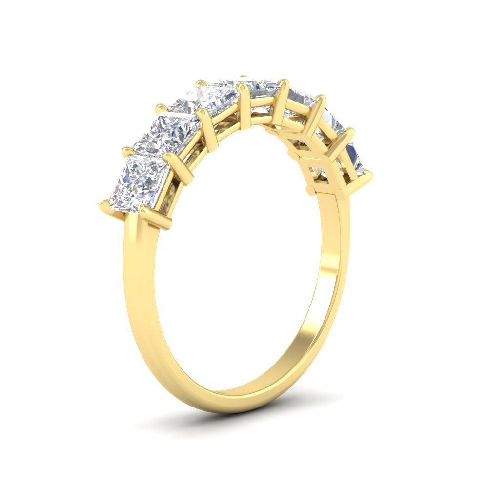 7 Stone Princess Cut Wedding Band 3 Carat