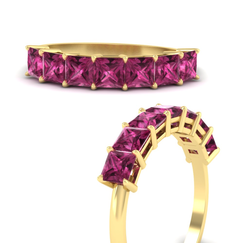 7 Stone Princess Cut Wedding Band 3 Carat