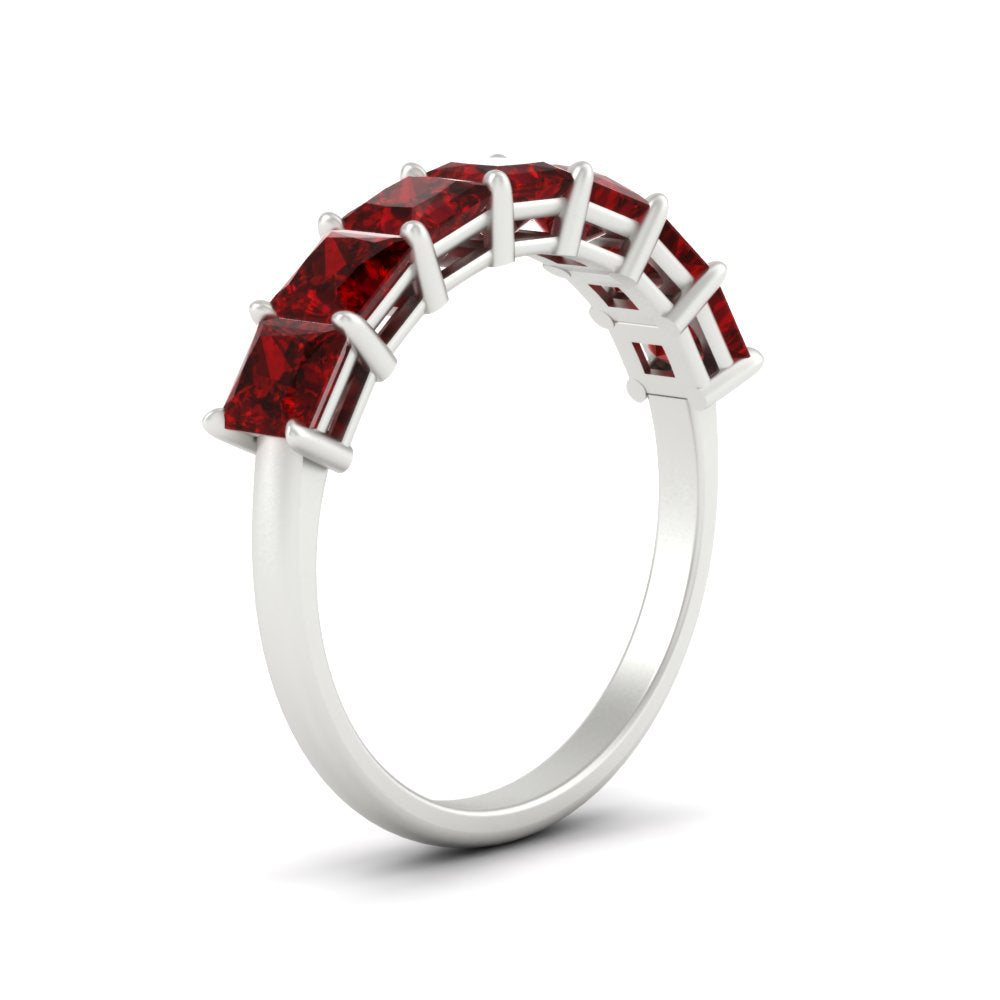 7 Stone Princess Cut Wedding Band 3 Carat