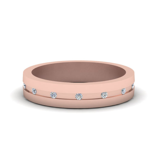 7 MM Flat Diamond Mens Wedding Band