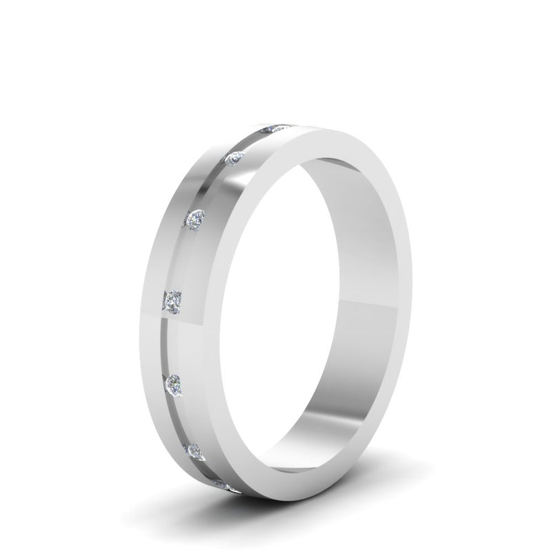 7 MM Flat Diamond Mens Wedding Band