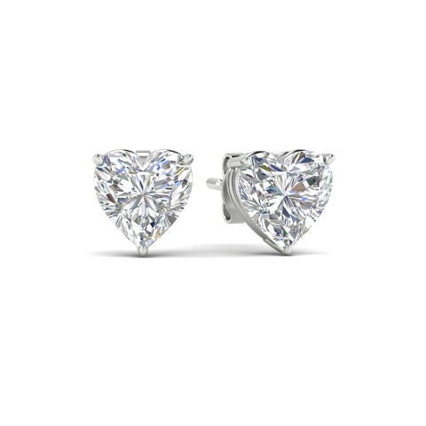 3 Prong Heart Shaped Diamond Solitaire Stud Earring in Basket Setting