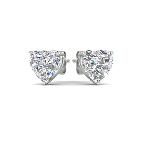 3 Prong Heart Shaped Diamond Solitaire Stud Earring in Basket Setting
