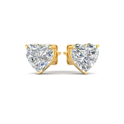 3 Prong Heart Shaped Diamond Solitaire Stud Earring in Basket Setting