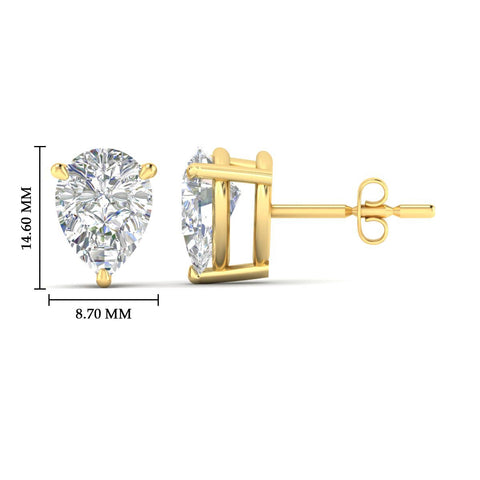 Three-Prong Pear Diamond Solitaire Stud Earrings [IGI Certified]