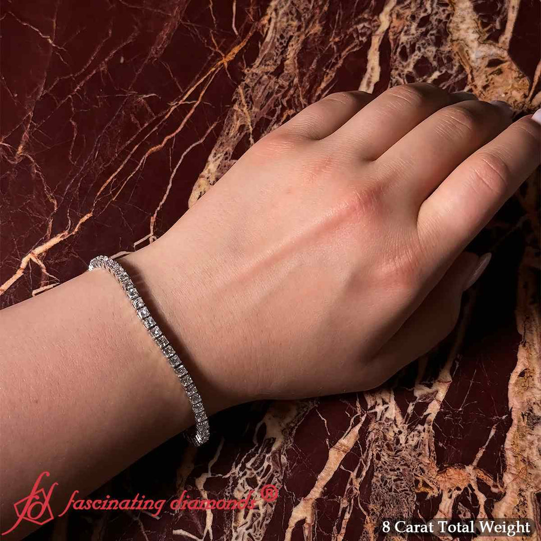 8 Ct Princess Cut Basket Tennis Bracelet