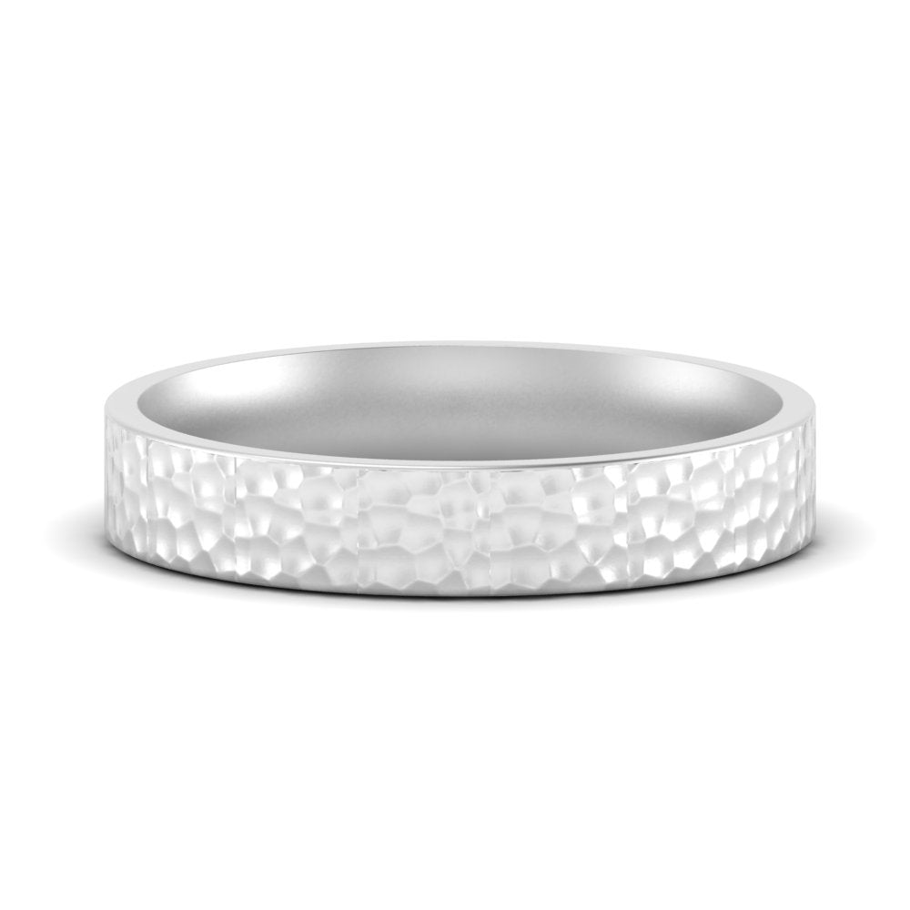 Hammered Wedding Band Comfort Fit 5 mm