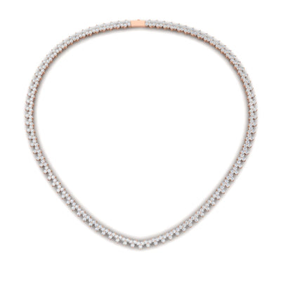 Three Stone Triangle Style Diamond Tennis Necklace